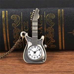 Guitar Pendant Watch NEW Gift Guitarist Player Pocket Necklace Fender Vintage